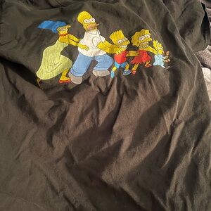 Black Graphic Tee with Cartoon Family Design